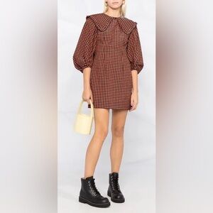 Ganni Checkered Red and Black Dress